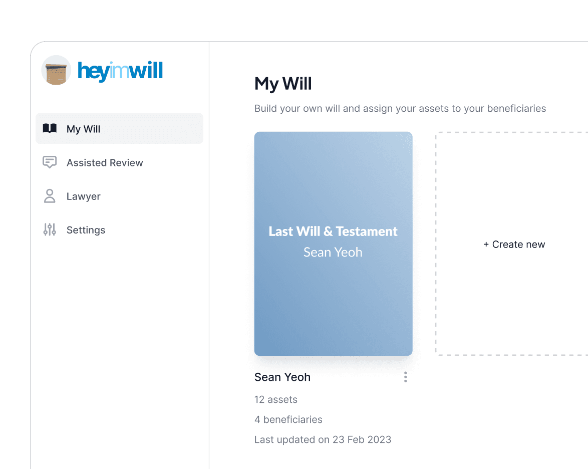 Heyimwill app dashboard